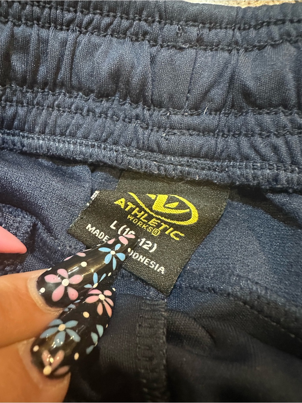 Navy Athletic Drawstring Shorts - Picture 2 of 4